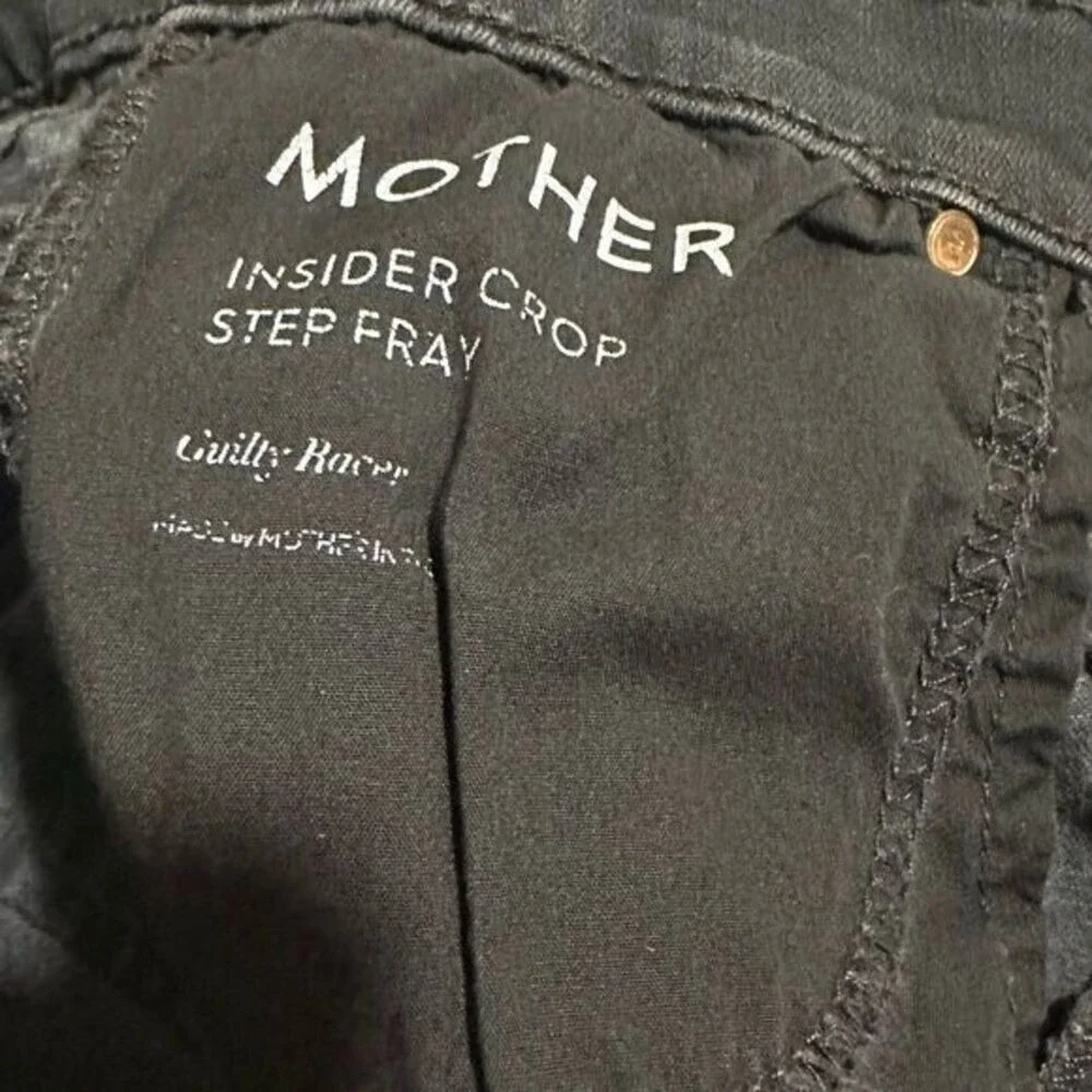 Mother Jean Size 24‎ Black Insider Crop Step Fray Guilty Racer Stripe Bootcut - Picture 10 of 13